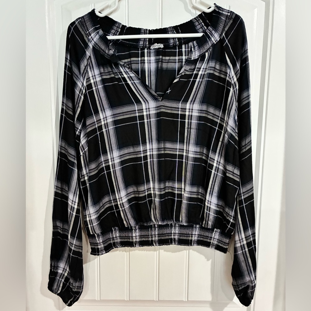 Kismet Black and White Checkered Blouse